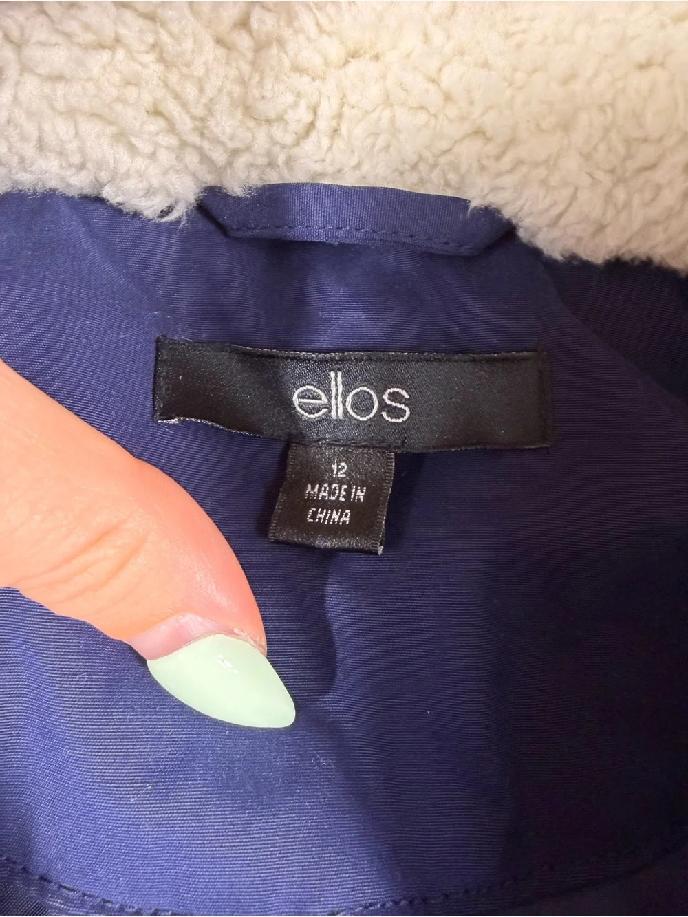 Ellos Women's Navy Parka Coat with Faux Fur Trim